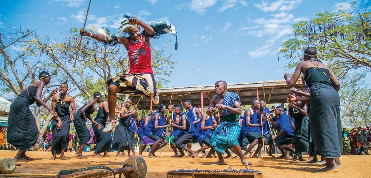 Members of the Juhudi group from Matemwe, a coastal village in northeastern Tanzania, perform