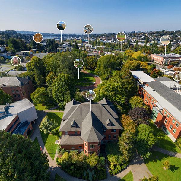 An aerial view of the SPU campus